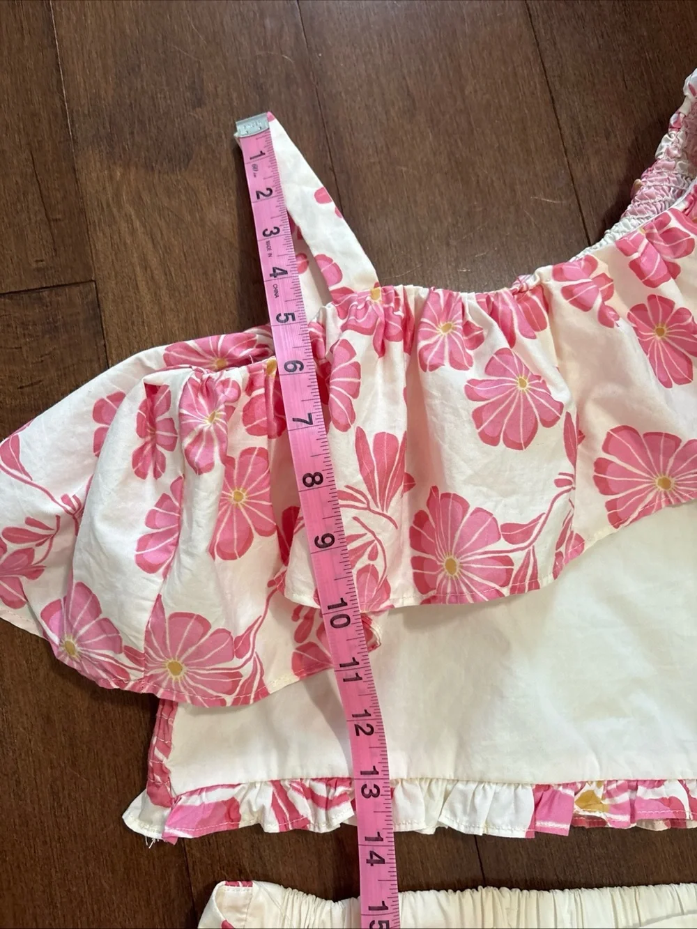 Zara Kids Girls Pink Floral Ruffle Top and Pants Set Size 11-12 Years